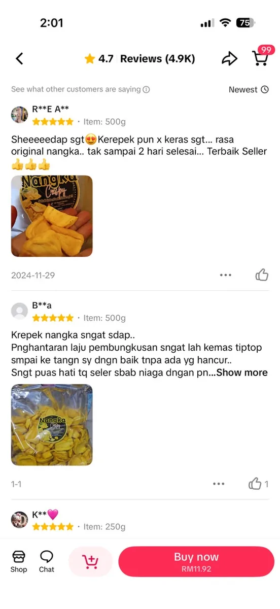 Testimoni pelanggan Ciikyatie Snacks House