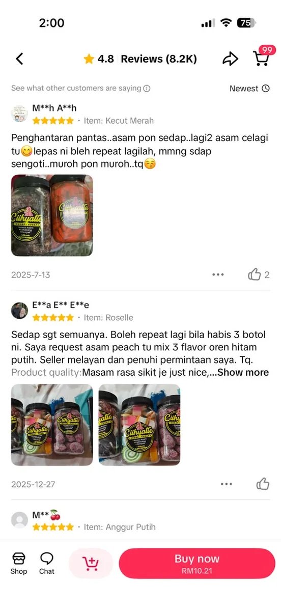 Testimoni pelanggan Ciikyatie Snacks House