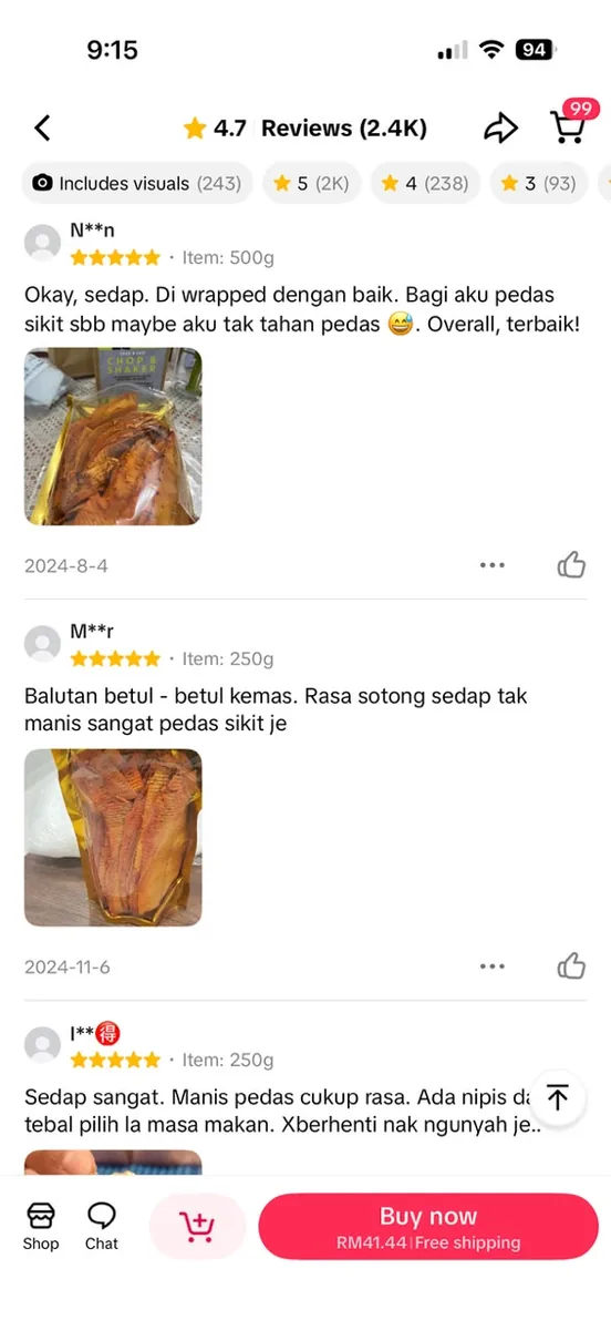 Testimoni pelanggan Ciikyatie Snacks House