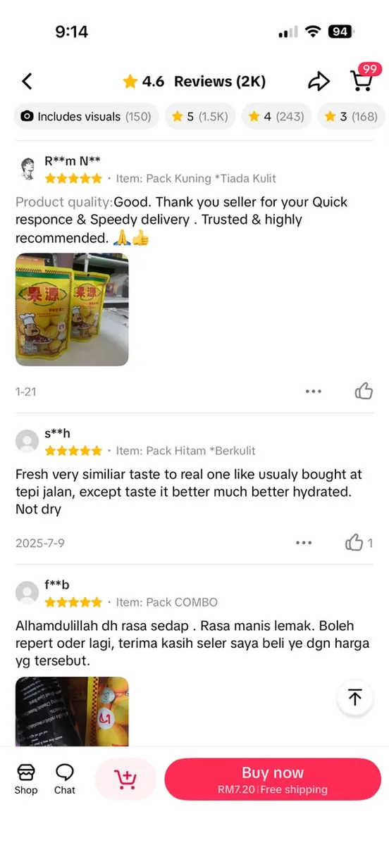 Testimoni pelanggan Ciikyatie Snacks House