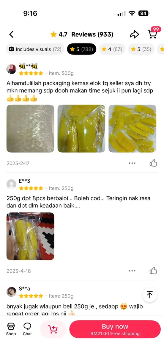 Testimoni pelanggan Ciikyatie Snacks House