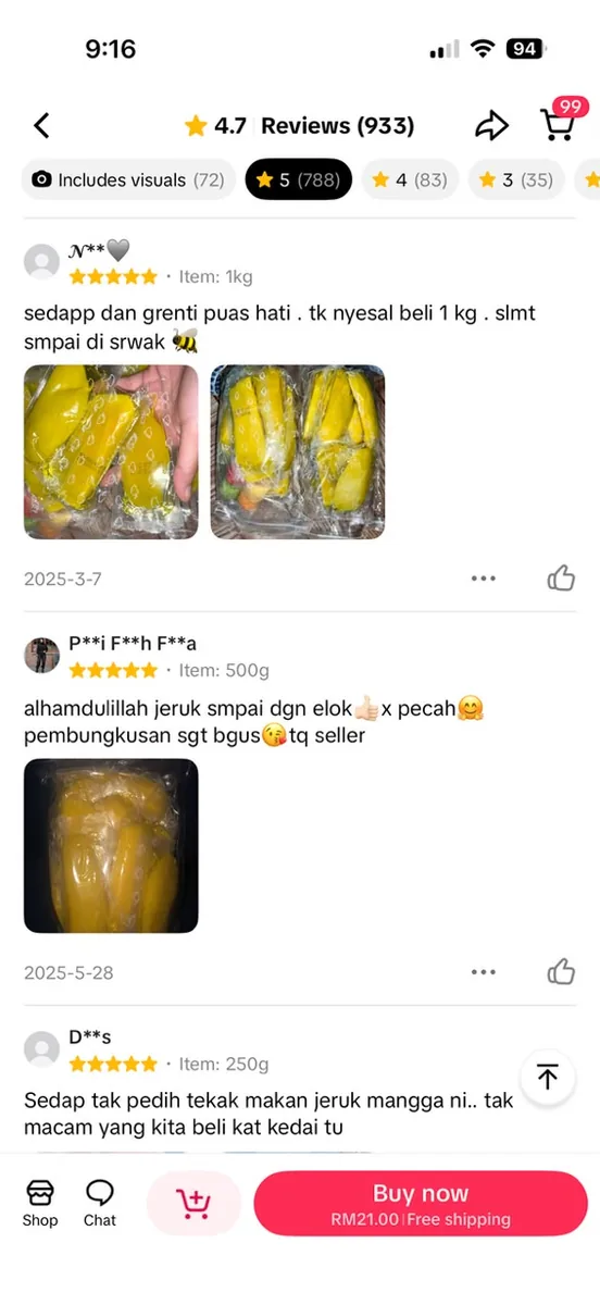 Testimoni pelanggan Ciikyatie Snacks House