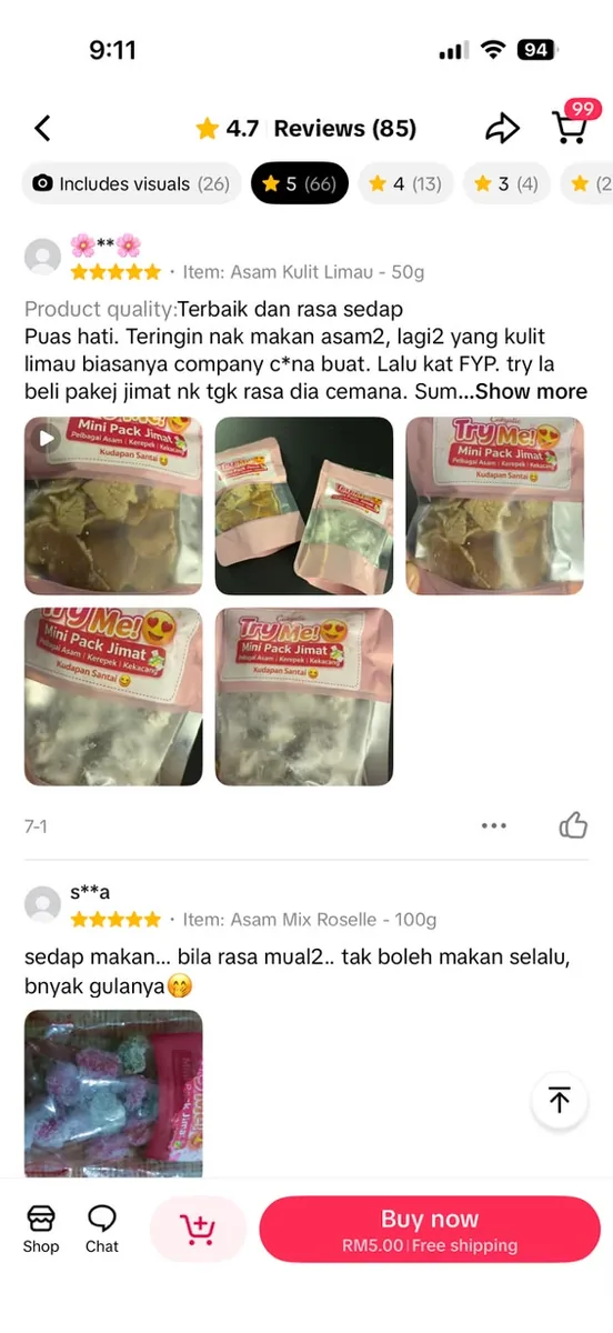 Testimoni pelanggan Ciikyatie Snacks House