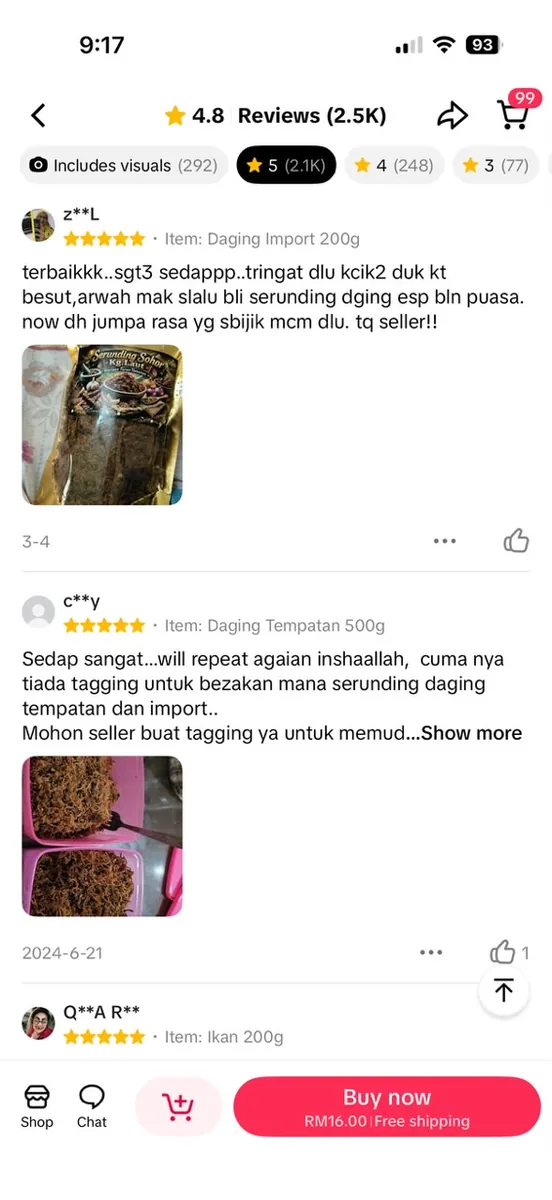 Testimoni pelanggan Ciikyatie Snacks House