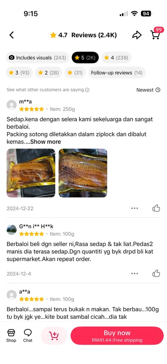 Testimoni pelanggan Ciikyatie Snacks House