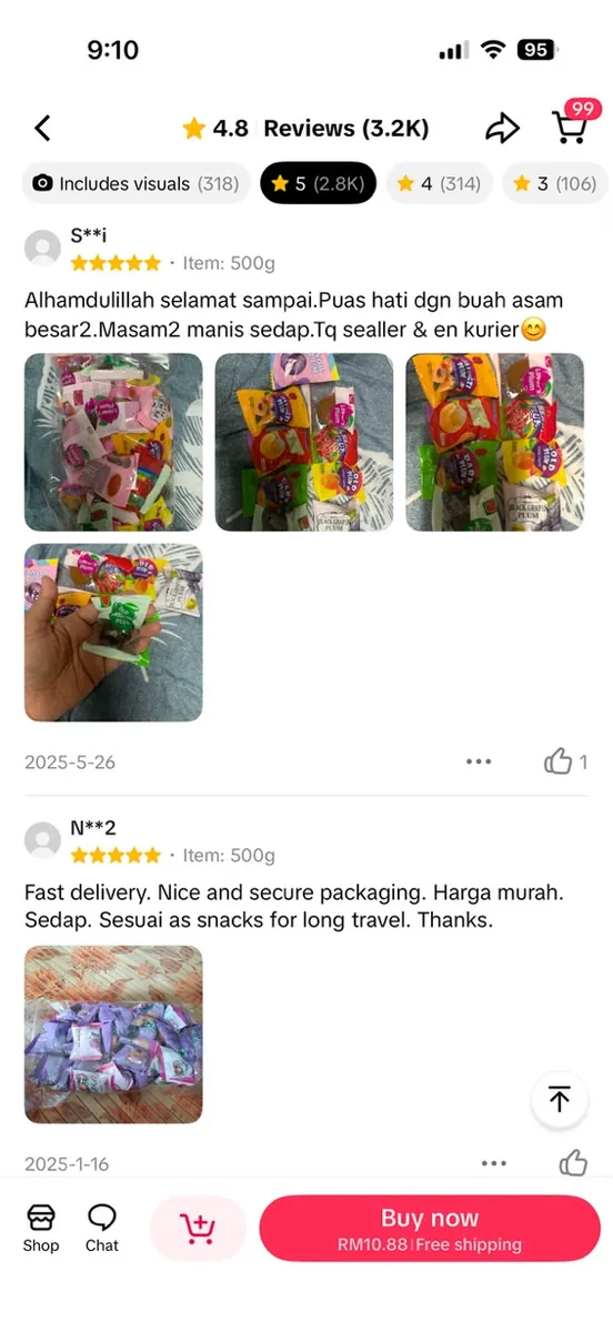 Testimoni pelanggan Ciikyatie Snacks House