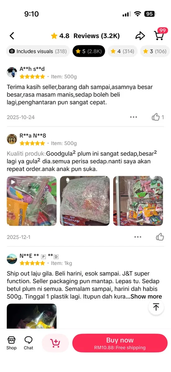 Testimoni pelanggan Ciikyatie Snacks House