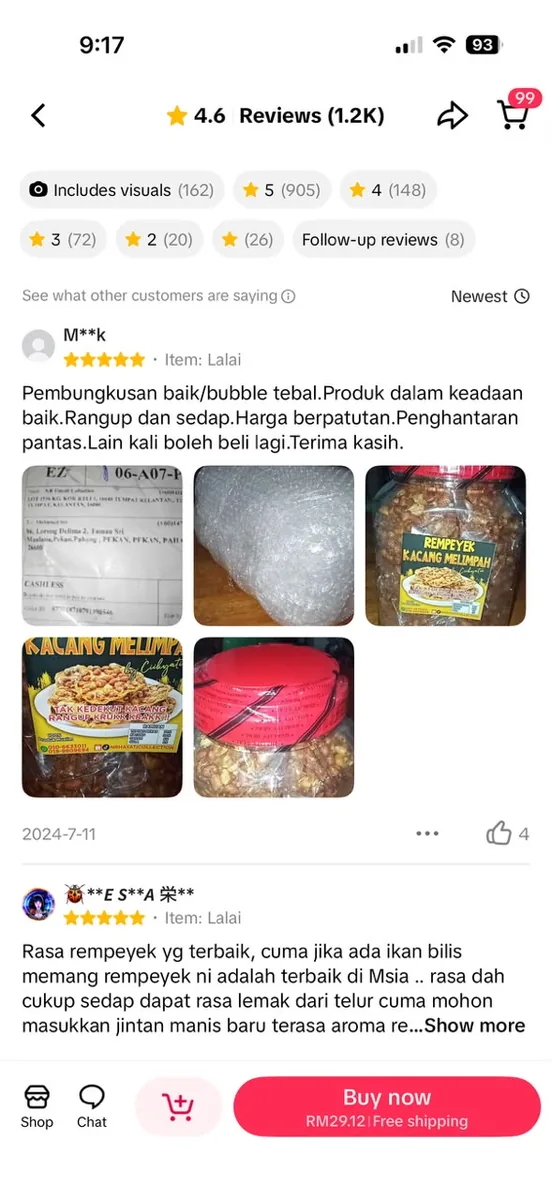 Testimoni pelanggan Ciikyatie Snacks House